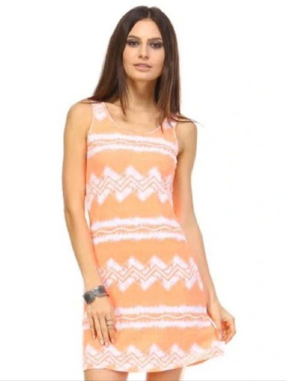 Beach By Exist Coral & White Patterned Tank Dress For Women